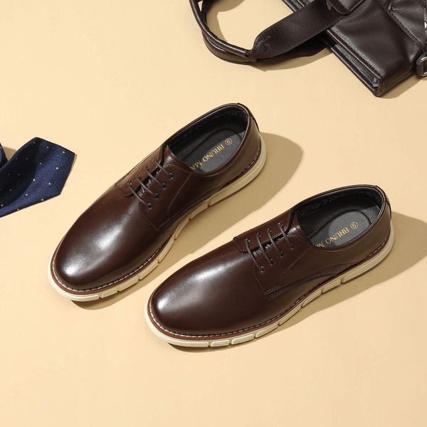 [CrossFlex NeatPolish] Men's Comfortable Casual Oxford Sneakers - DARK BROWN - 6